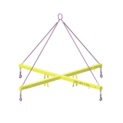 Cross spreader with 4-legged sling