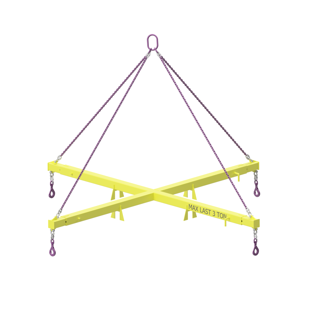 Cross spreader with 4-legged sling