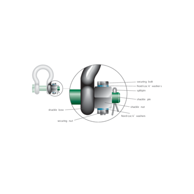 Super Bow Shackles with Safety Bolt and Fixed Nut G-5243